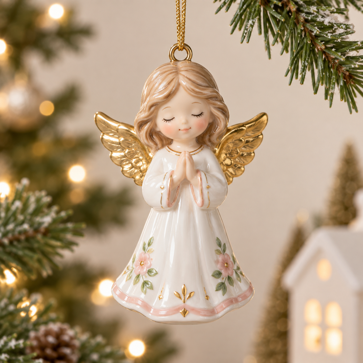 Ceramic angel Christmas ornament